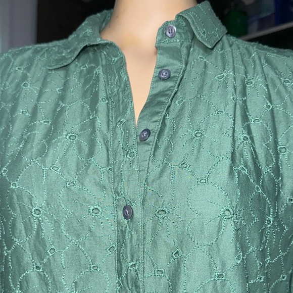 JCrew women’s Green Eyelet mini Button-Up Dress size 6 - Picture 11 of 14